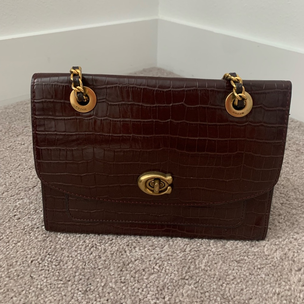 Coach Flap Croc Embossed Bag